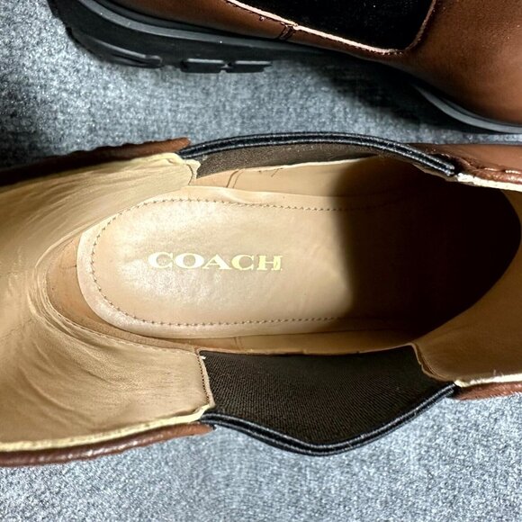 Coach Reid CM588 Women's US 11B Bootie Walnut Leather Round Toe Chelsea Boots - Picture 7 of 10
